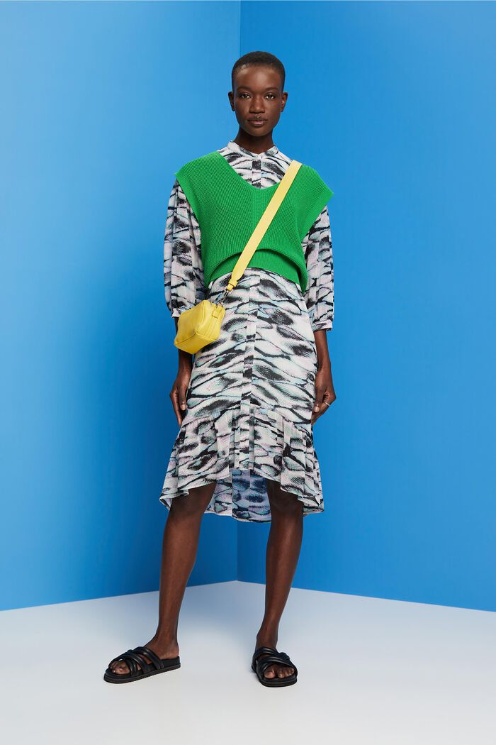 Genanvendte materialer: Midi-kjole af chiffon, EMERALD GREEN, detail image number 1