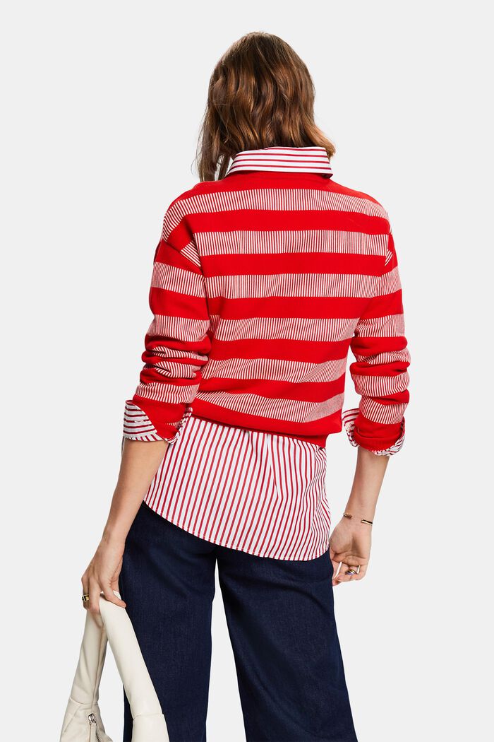 Sweater med jacquard-striber og rund hals, RED, detail image number 2