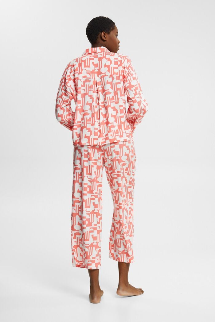 Pyjamas i LENZING™ ECOVERO™-viskose med print, CORAL, detail image number 3