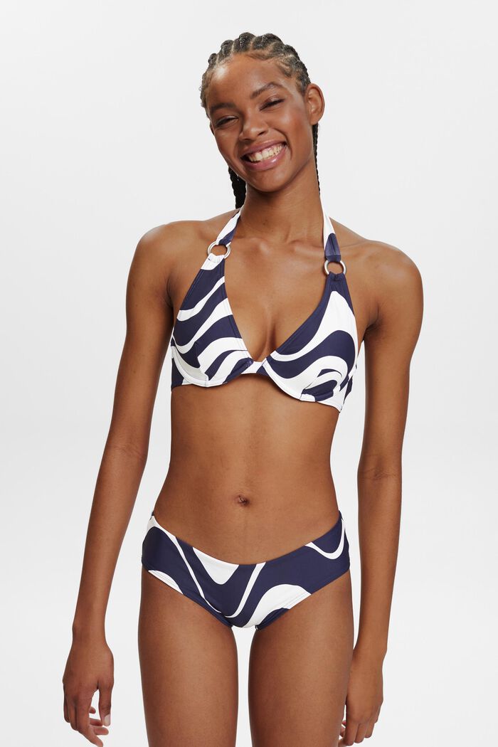 Halterneck-bikinitop med print, NAVY, detail image number 0
