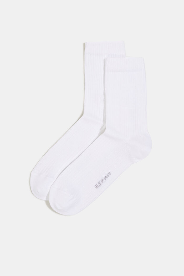 Pakke med 2 par sokker med ribstruktur, WHITE, overview