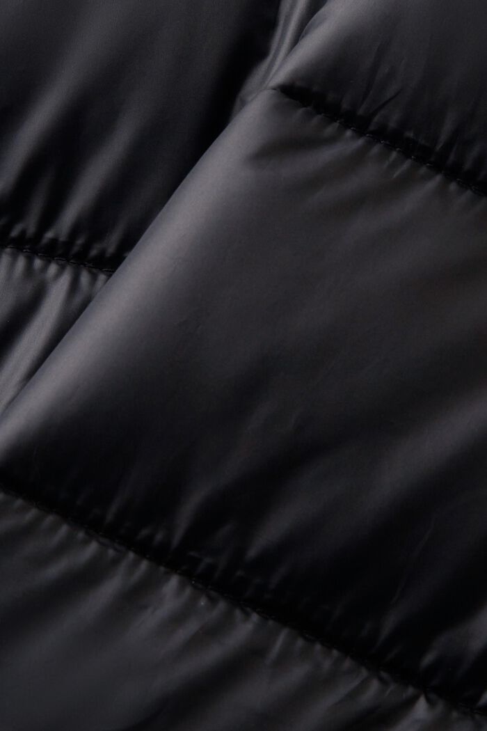 Genanvendt: Quiltet frakke med revers, BLACK, detail image number 5
