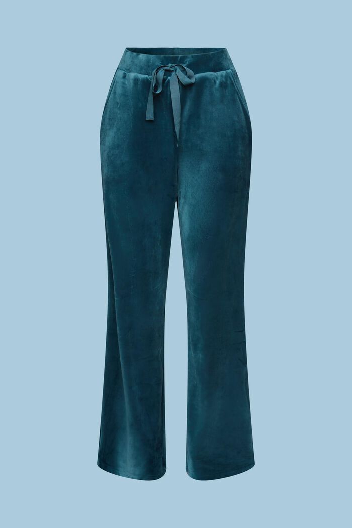 Loungewear-bukser i velour, PETROL BLUE, detail image number 5