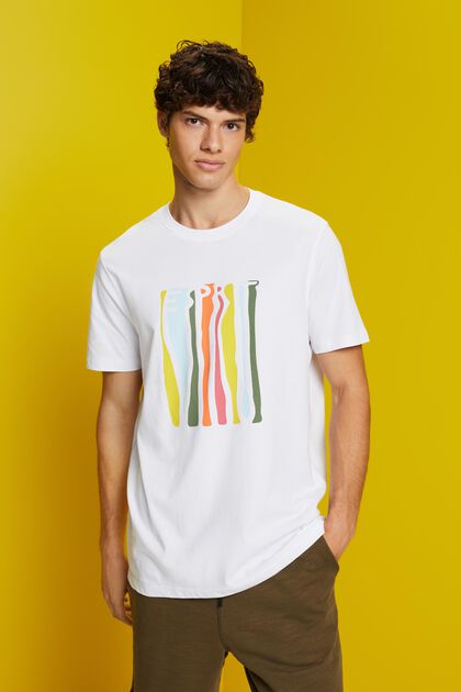 Jersey-T-shirt med print, 100 % bomuld