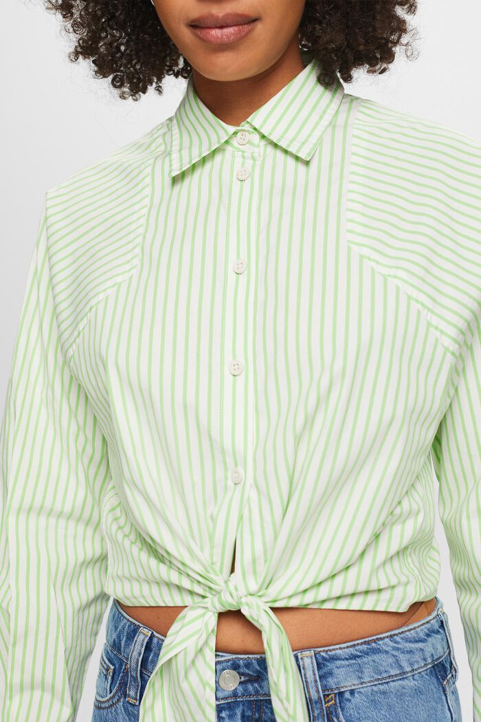 Stribet skjorte med bindedetalje foran, CITRUS GREEN, detail image number 3