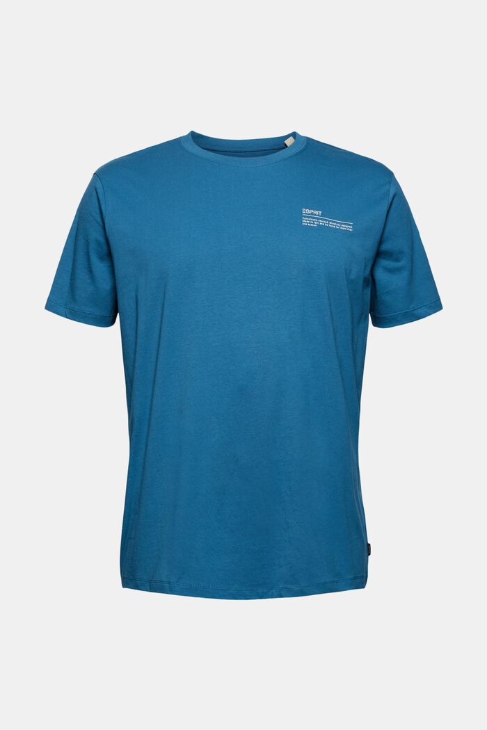 T-shirt i jersey med print, 100% økologisk bomuld, PETROL BLUE, detail image number 6