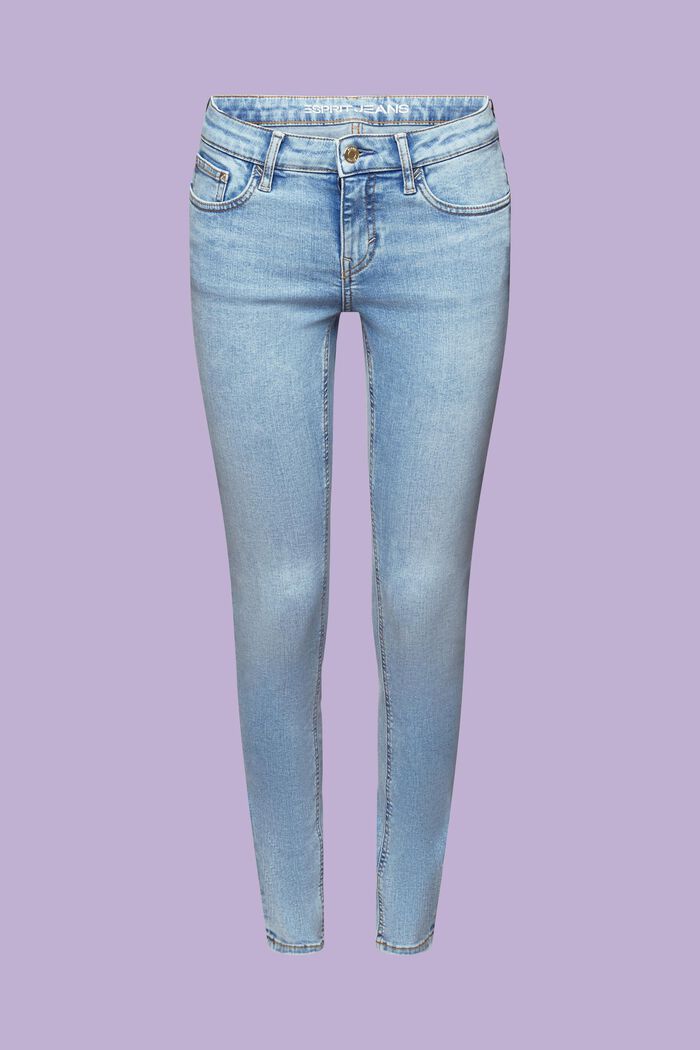Skinny jeans med mellemhøj talje, BLUE LIGHT WASHED, detail image number 7
