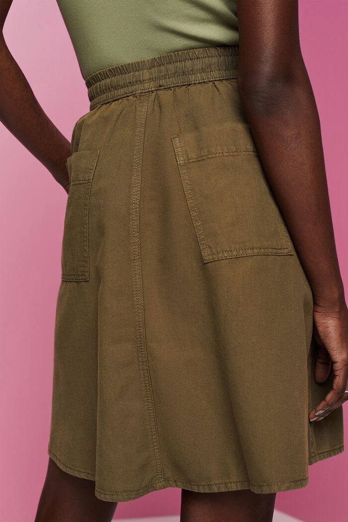 Kort nederdel med elastisk linning, KHAKI GREEN, detail image number 4