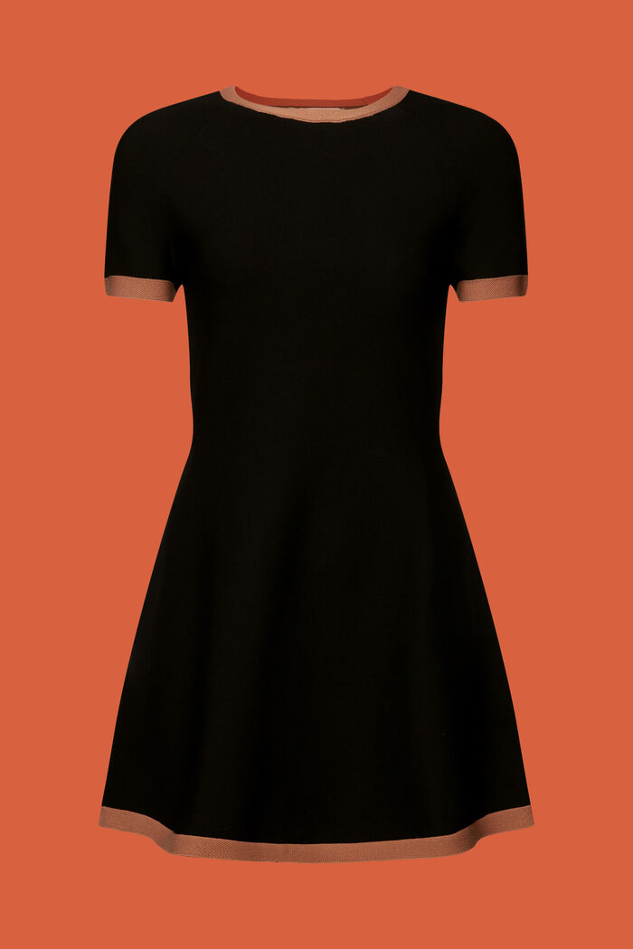Strikket kjole med korte ærmer, BLACK, detail image number 5