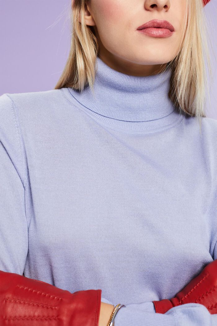 Rullekravesweater i uld, LIGHT BLUE LAVENDER, detail image number 3