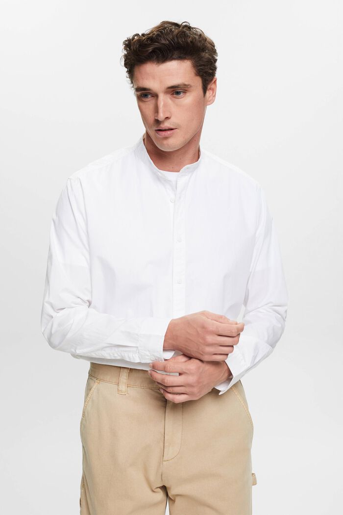Skjorte med båndkrave, WHITE, detail image number 0