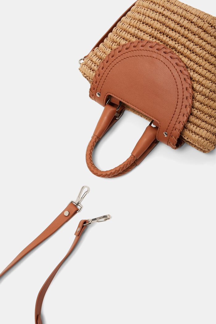 ESPRIT-Taske raffiabast med elementer i læder i vores onlinebutik