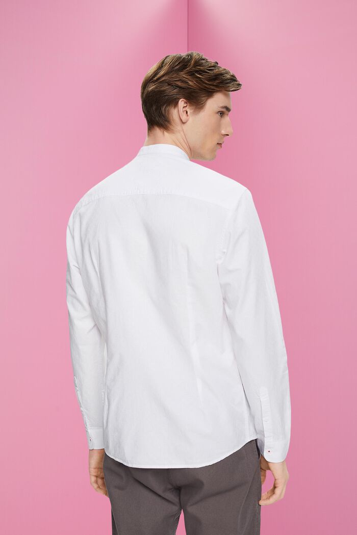 Tekstureret slim fit-skjorte med båndkrave, WHITE, detail image number 3