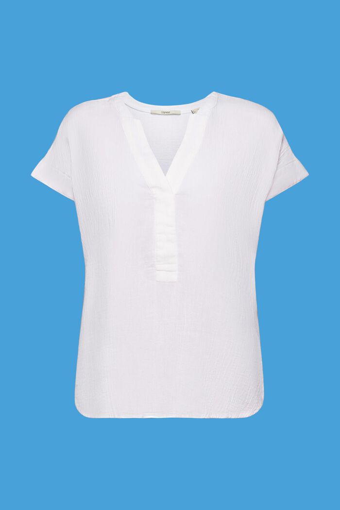 Bluse i tekstureret bomuld, WHITE, detail image number 7