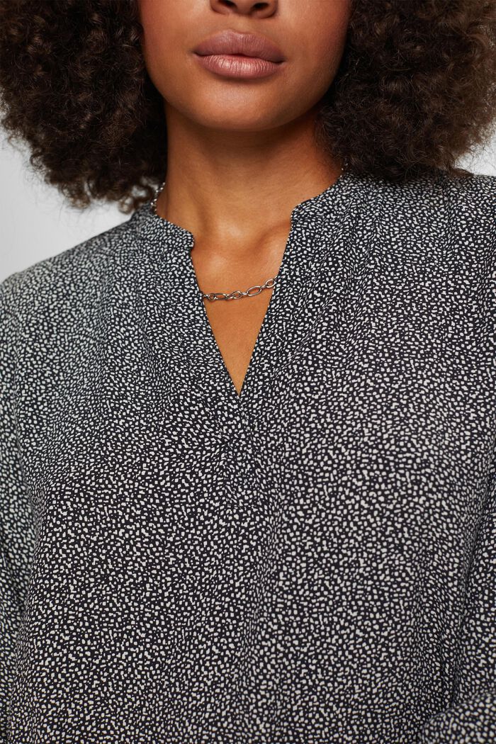 Bluse med mønster, LENZING™ ECOVERO™, BLACK, detail image number 2
