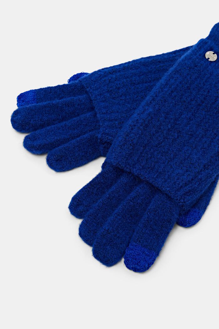 2-i-1 strikkede handsker, BRIGHT BLUE, detail image number 2