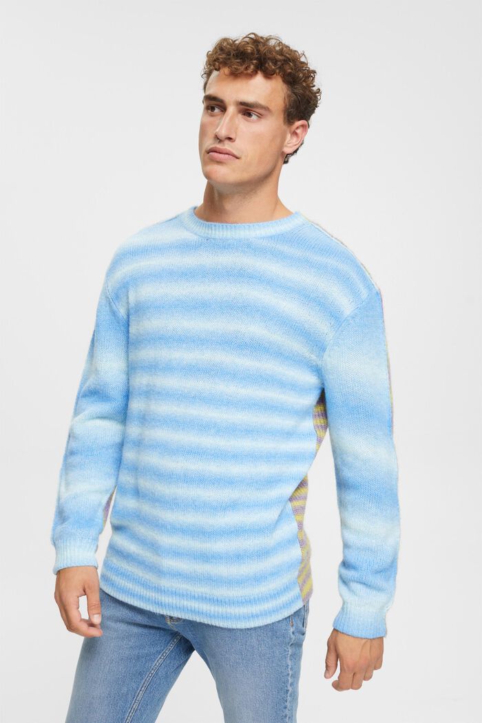 Vendbar pullover med striber, BLUE, detail image number 0
