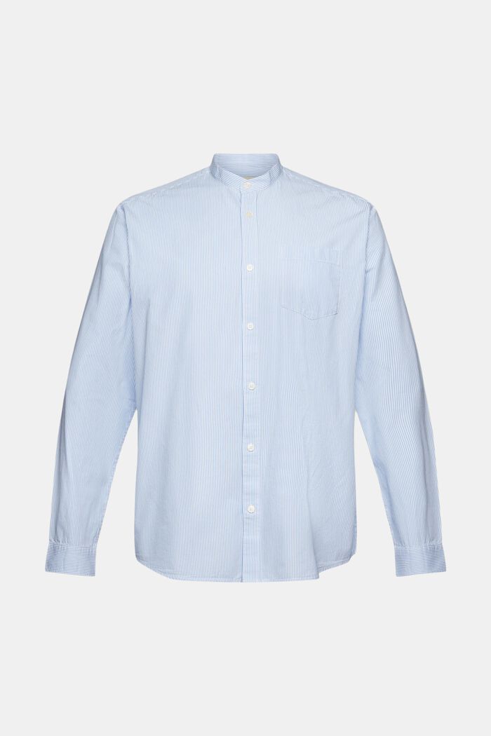 Nålestribet bomuldsskjorte med kinakrave, GREY BLUE, detail image number 5