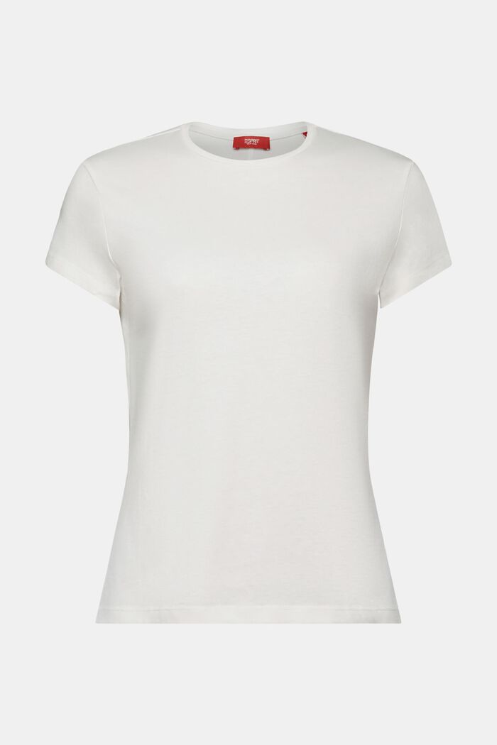 T-shirt med rund hals, 100 % bomuld, OFF WHITE, detail image number 5