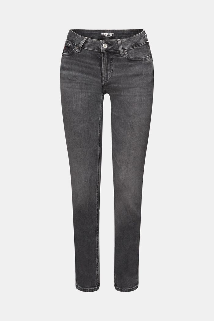 Slim jeans med mellemhøj talje, BLACK DARK WASHED, detail image number 7