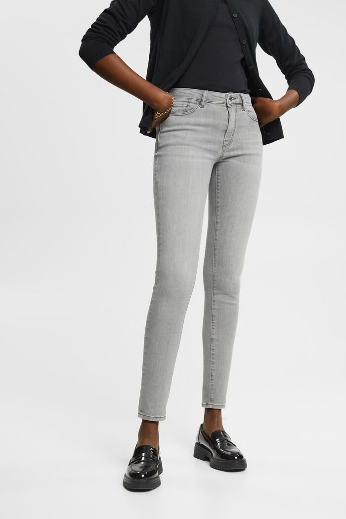 Skinny jeans med mellemhøj talje, GREY LIGHT WASHED, detail image number 0