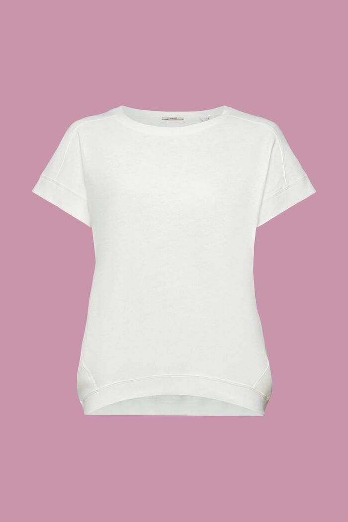 T-shirt i bomulds- og hørmiks, OFF WHITE, detail image number 6