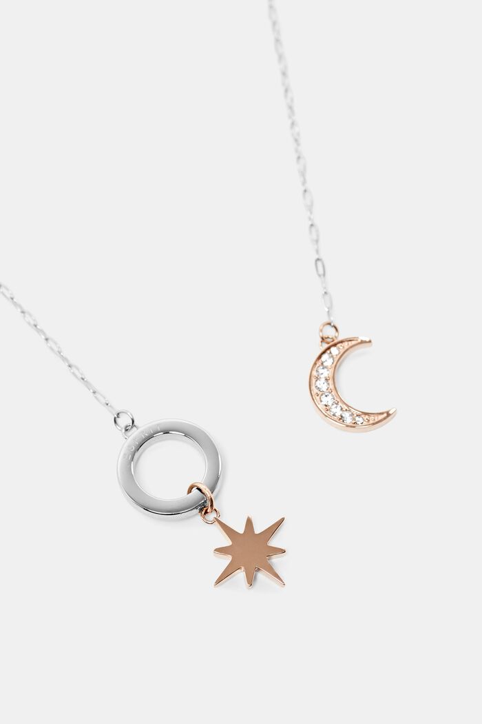 Halskæde med måne og stjerne, rustfrit stål, ROSEGOLD, detail image number 1