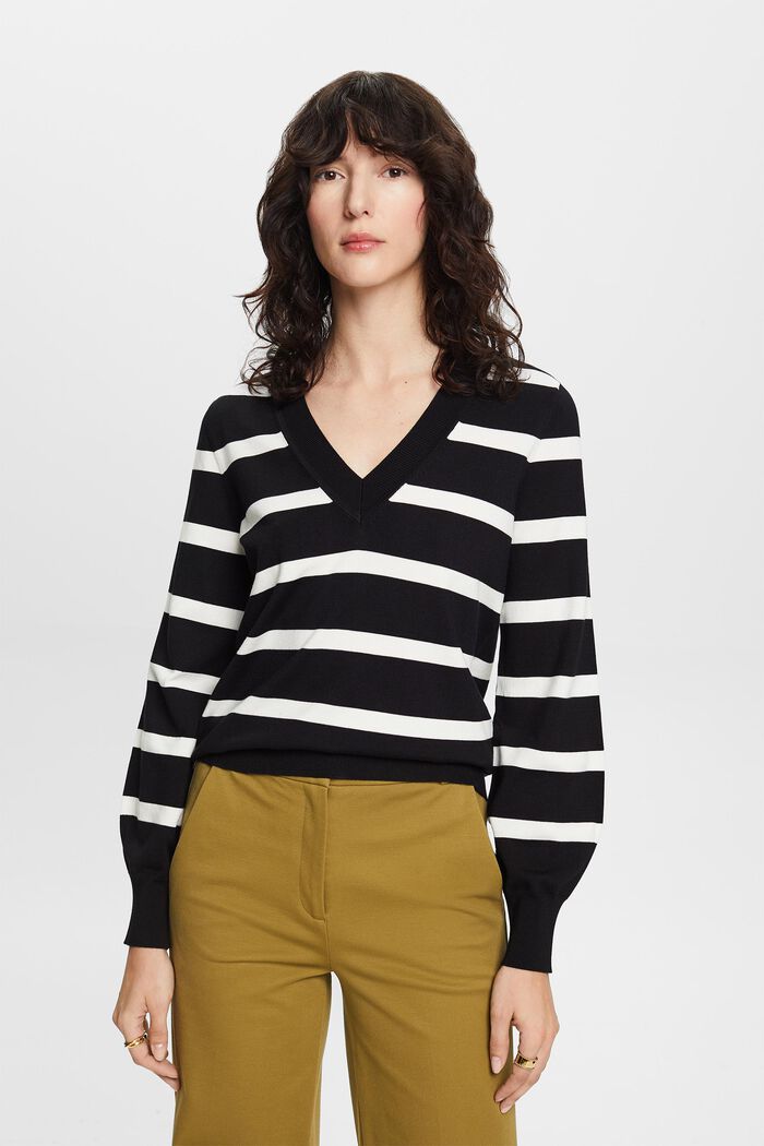 Sweater med V-hals, NEW BLACK, detail image number 1
