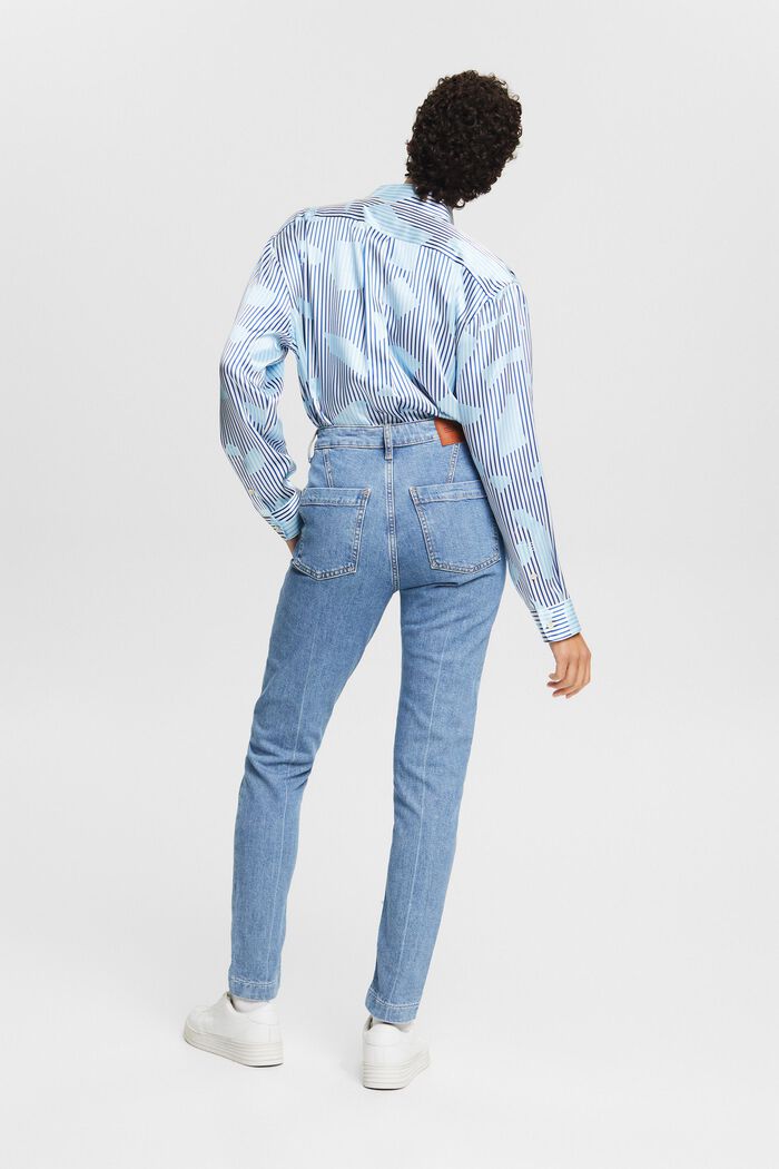 Slim-jeans med høj talje, BLUE LIGHT WASHED, detail image number 3