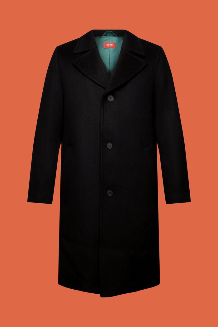 Frakke i uldblanding, BLACK, detail image number 6