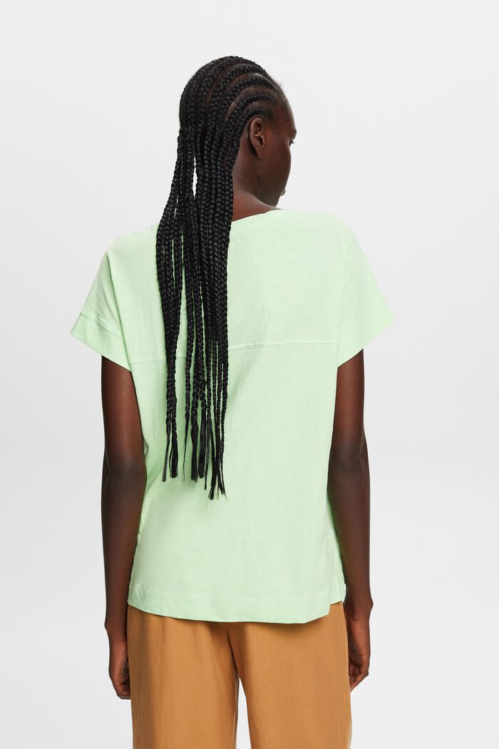 Bomulds-T-shirt med V-hals, CITRUS GREEN, detail image number 3