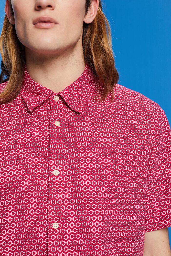 Skjorte i hørmiks med print, DARK PINK, detail image number 2