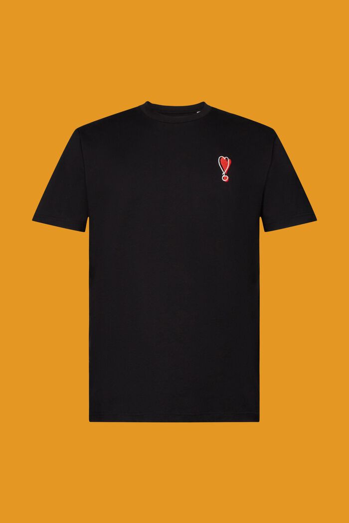 T-shirt i bæredygtig bomuld med hjertemotiv, BLACK, detail image number 6