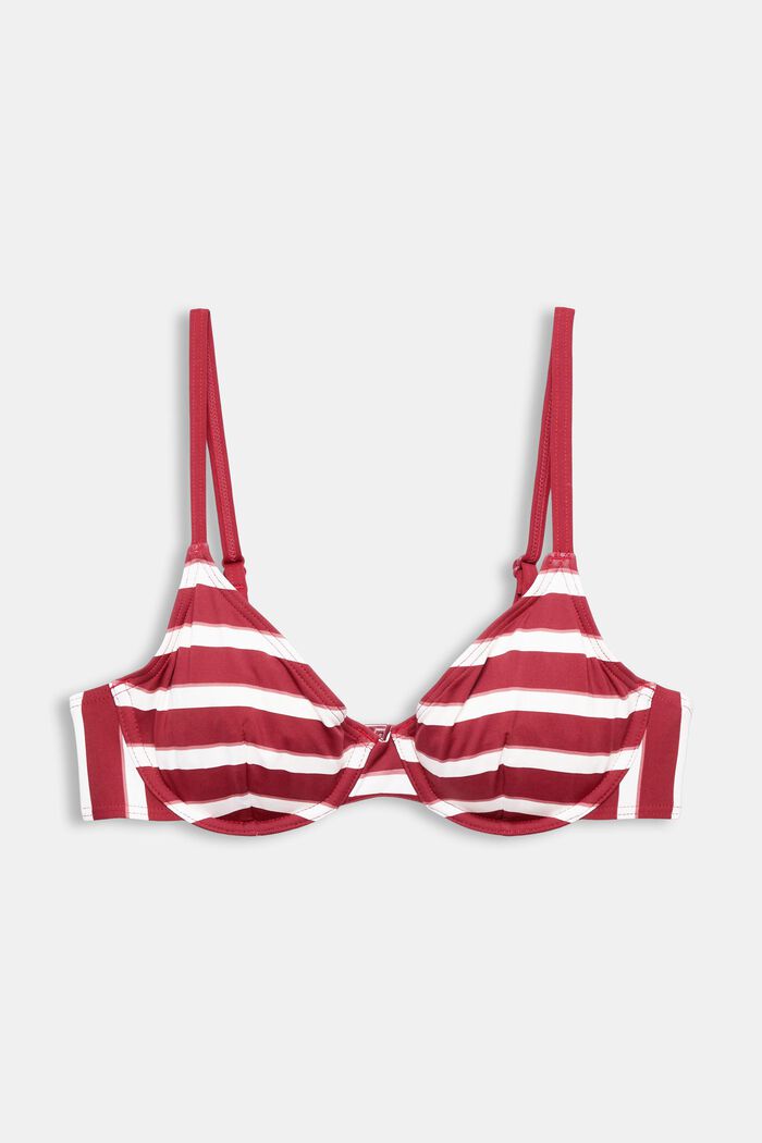 Stribet bikinitop med bøjle, DARK RED, detail image number 4