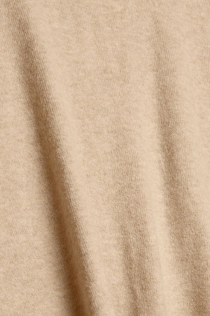 Med uld: kortærmet pullover med skjortekrave, SAND, detail image number 4