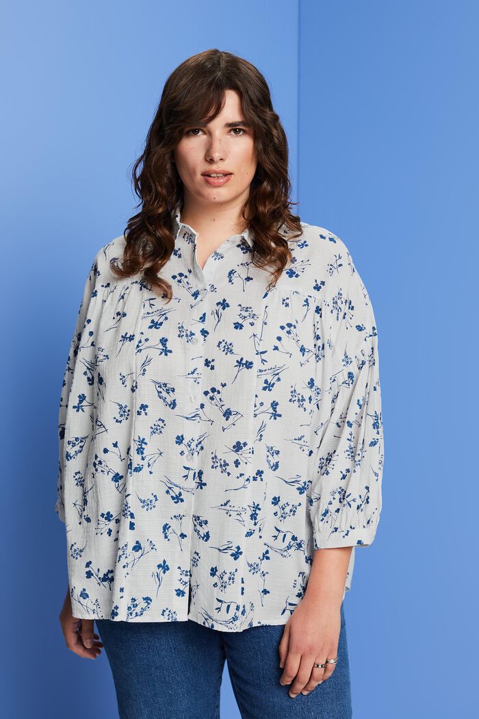 CURVY oversized skjortebluse, 100 % bomuld, OFF WHITE, detail image number 0