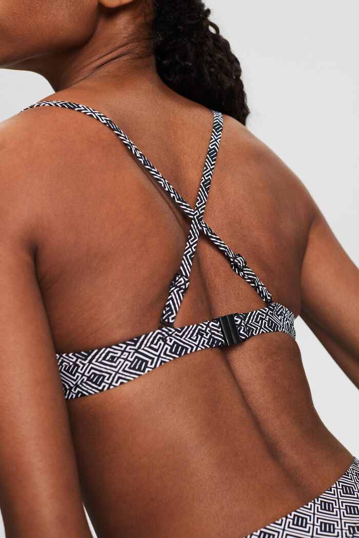 Polstret bikinitop med bøjle og print, BLACK, detail image number 1