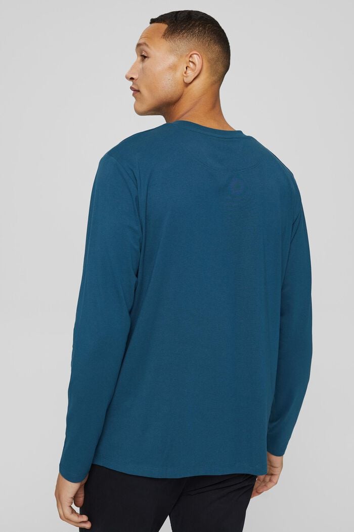 Langærmet T-shirt i jersey med COOLMAX®, PETROL BLUE, detail image number 3