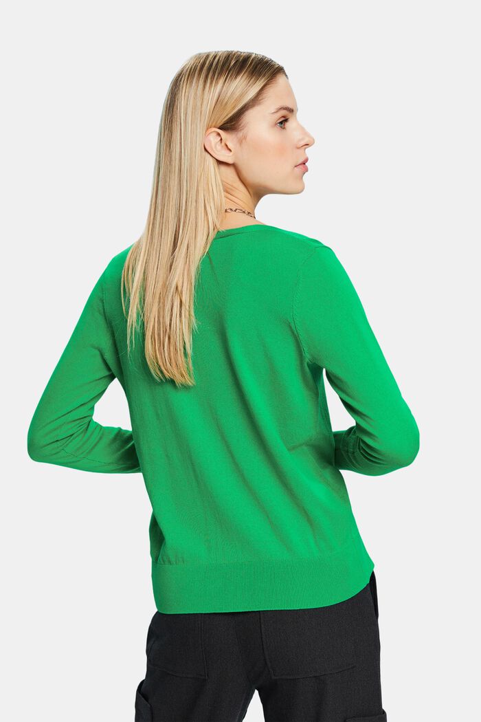 Sweater i bomuld med V-hals, GREEN, detail image number 2