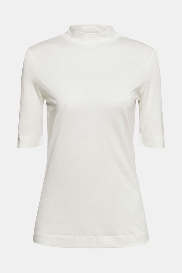 Med TENCEL™: T-shirt med høj krave, OFF WHITE, detail image number 7