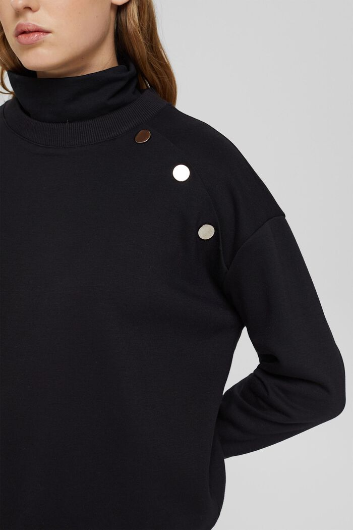 Sweatshirt med knapdetalje, BLACK, detail image number 2