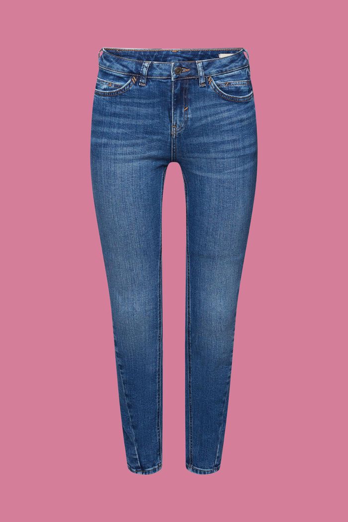 Slim fit-jeans med mellemhøj talje, BLUE MEDIUM WASHED, detail image number 5