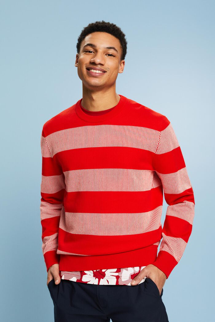 Stribet sweater i ribstrik, RED, detail image number 0