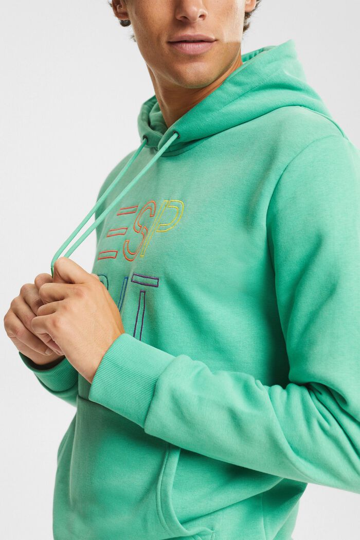 Genanvendte materialer: hoodie med broderet logo, GREEN, detail image number 2