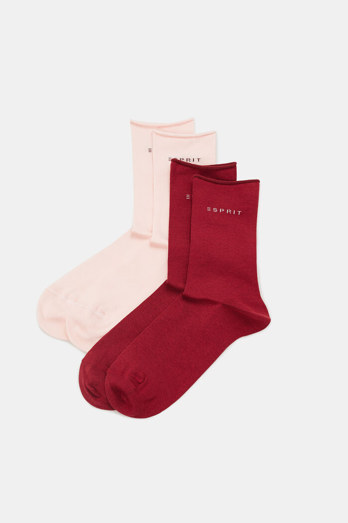 Pakke med 2 par sokker i groft strik, ROSE/RED, detail image number 0