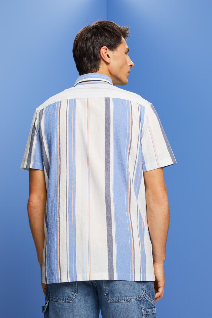 Kortærmet skjorte med striber, 100% bomuld, BRIGHT BLUE, detail image number 3
