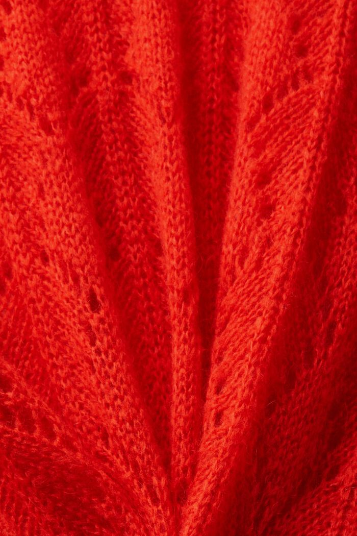 Sweater i åben strik, uldmiks, RED, detail image number 5