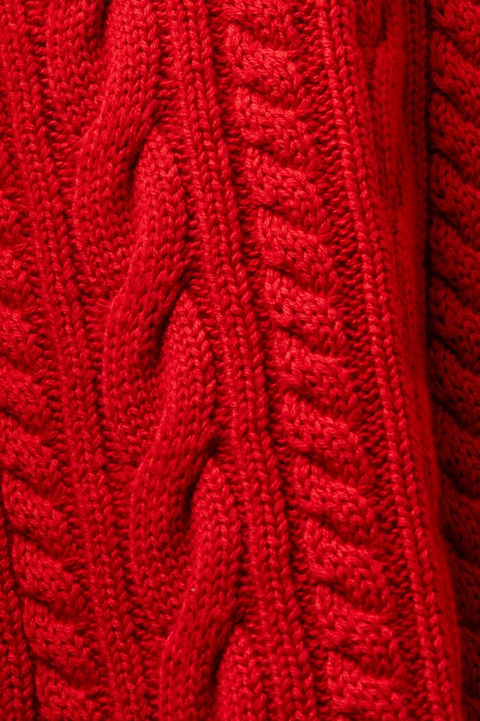 Cardigan i kabelstrik, økologisk bomuld, DARK RED, detail image number 5