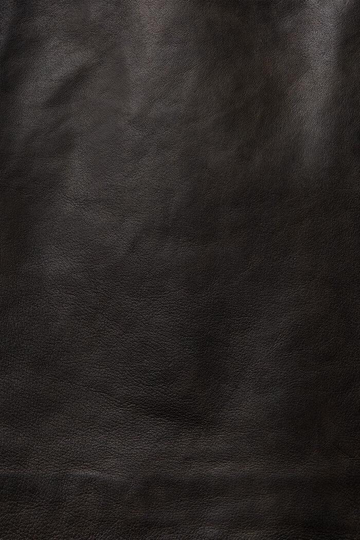 Asymmetrisk mininederdel i læder m. lynlås, BLACK, detail image number 6
