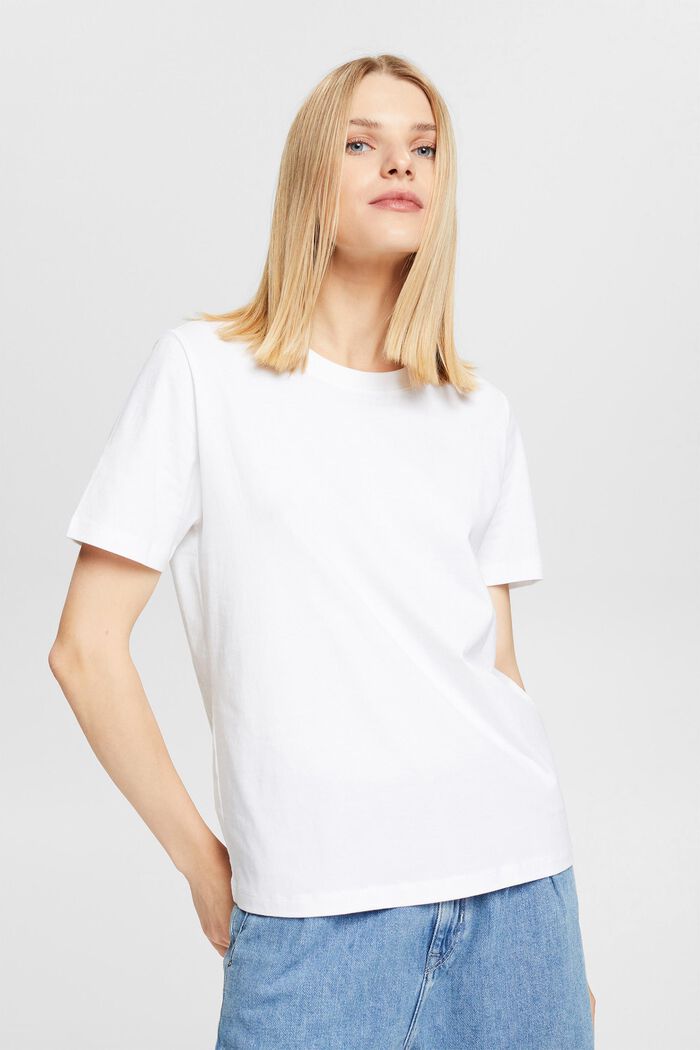 Ensfarvet T-shirt, WHITE, detail image number 0